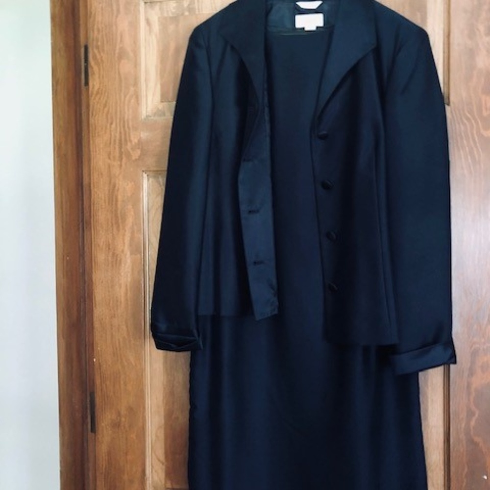 Talbots pure silk sleeveless sheath navy dress